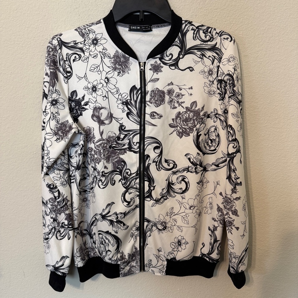 SHEIN Floral Print Bomber Jacket